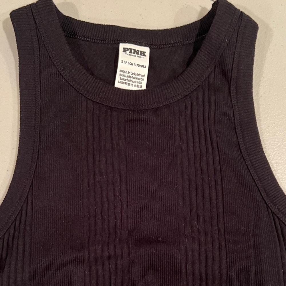 PINK Victoria's Secret Black Sleeveless Ribbed Top